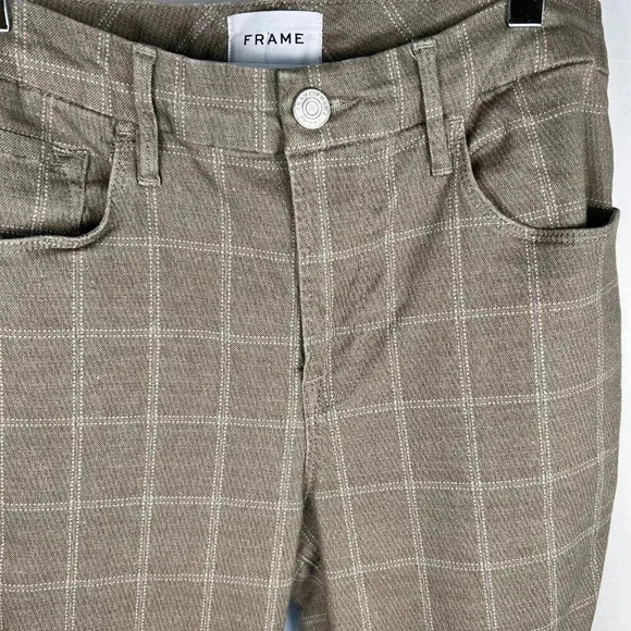 FRAME Le Crop Mini Boot Size 29 Jean Nectarine Plaid - Picture 5 of 7